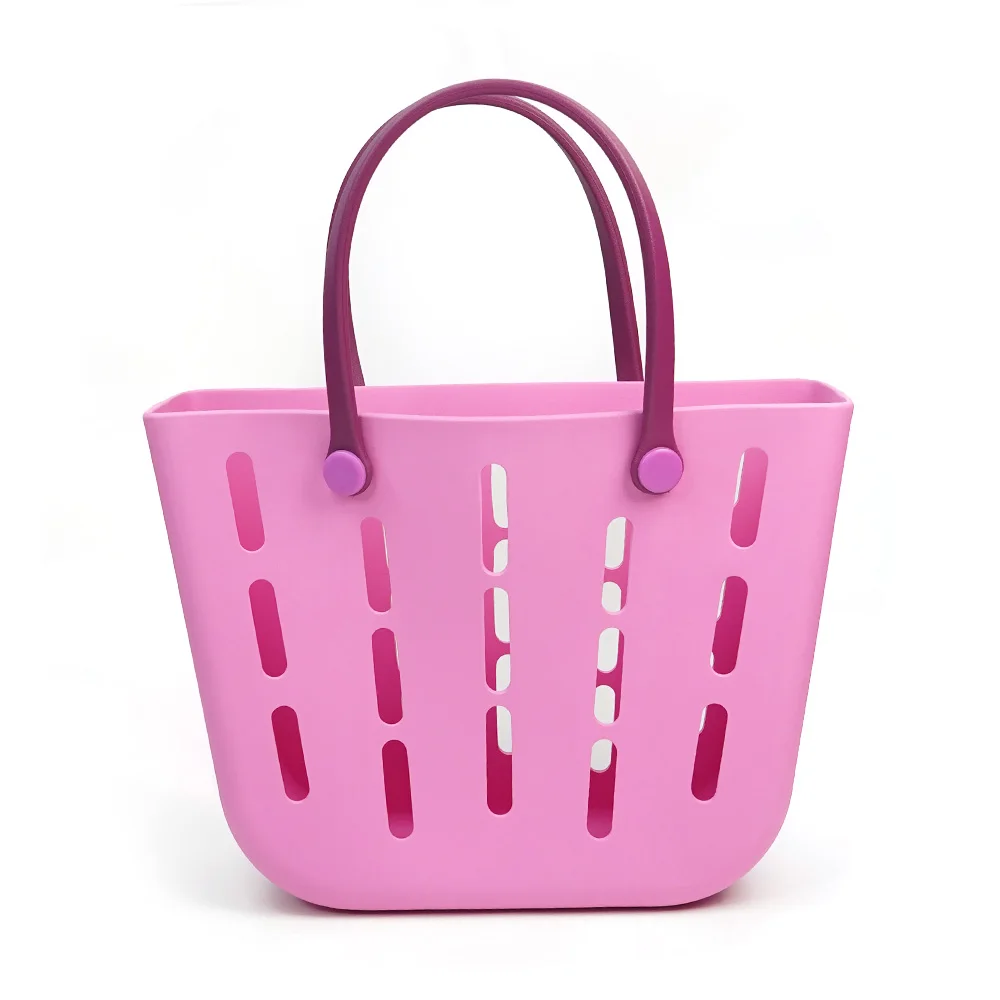 Customized Logo Eva Portable Summer Beach Waterproof Handbag Bag Basket Women Picnic Tote Bag Pouch Beach Bag