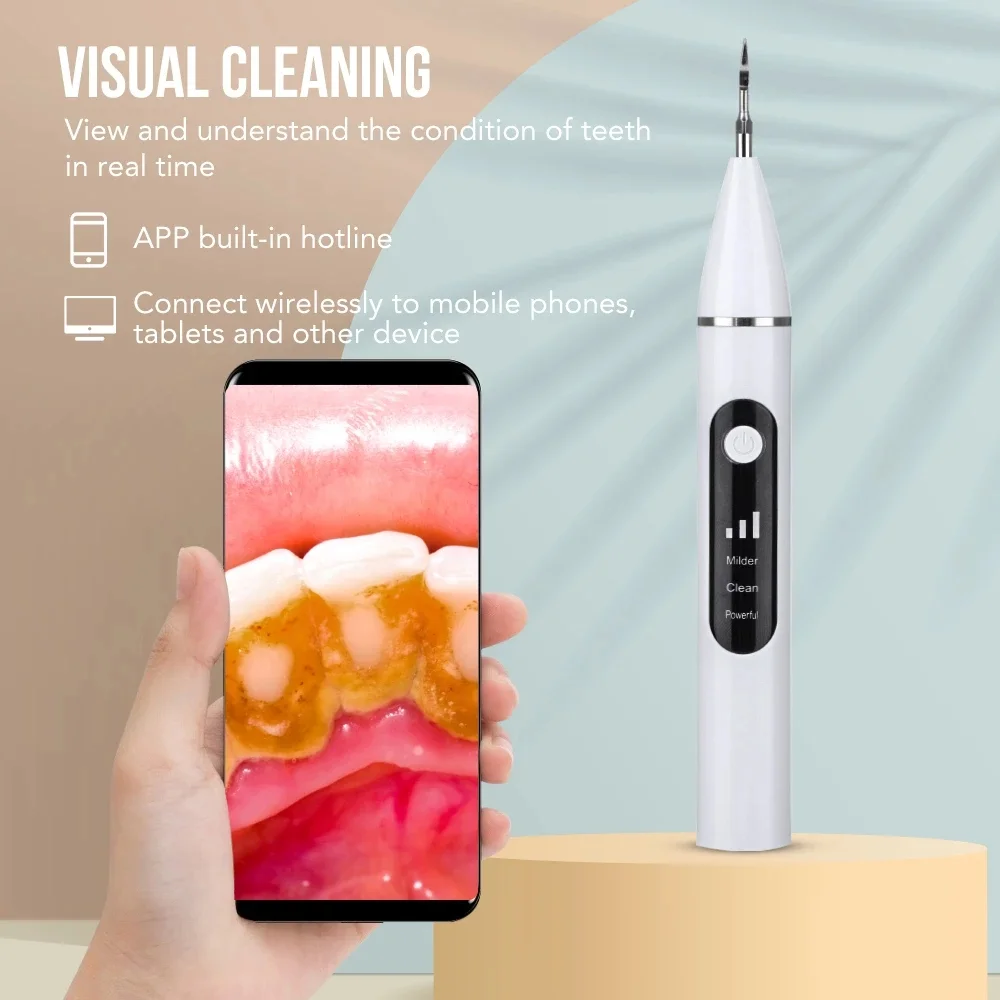 Private Label Ultrasonic Electric Dental Calculus Remover Visual Visible Plaque Remover for Teeth Whitening Kit