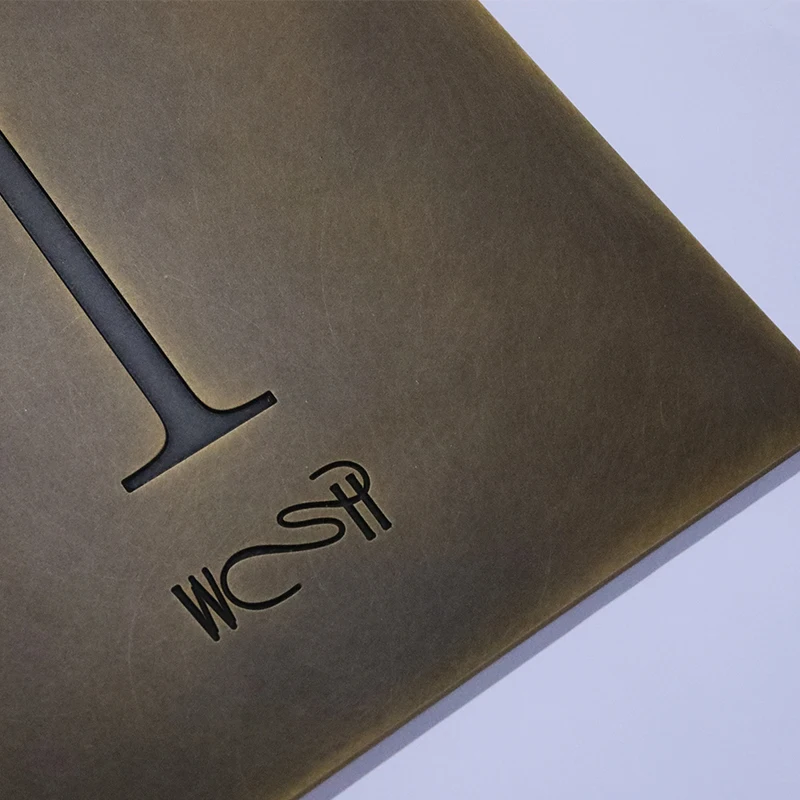 customized old finish etched flat cut plaque Aged Brass etched plate solid metal etched plate for advertising