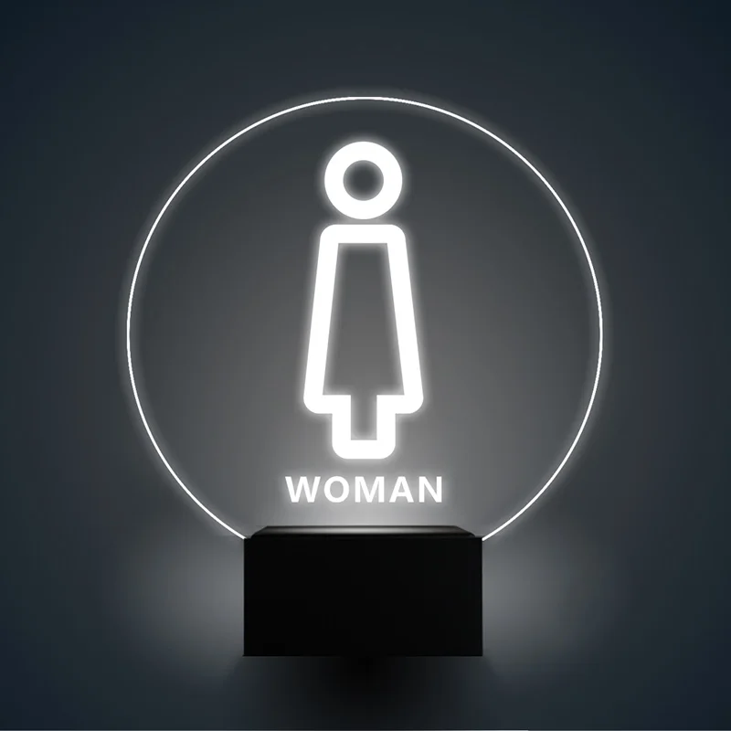 
Custom Print Led Male Female Disable Toilet Signs Light Led Acrylic Hanging Sign Board 