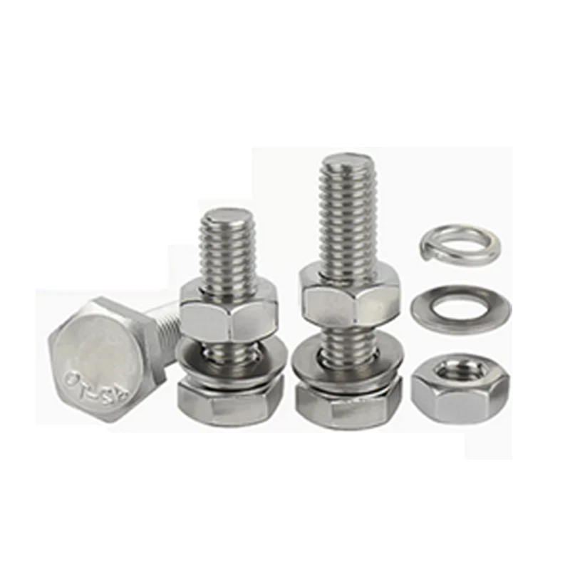 OEM A2 A4 Stainless steel SUS304 SS316 hex head bolt sems screw