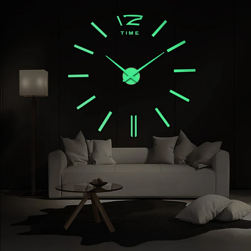 Wholesale 2022 Hot Quartz Acrylic Sticker Night Light Luminous Cheap Large DIY 3d Digital Home Decorative Modern Wall Clocks