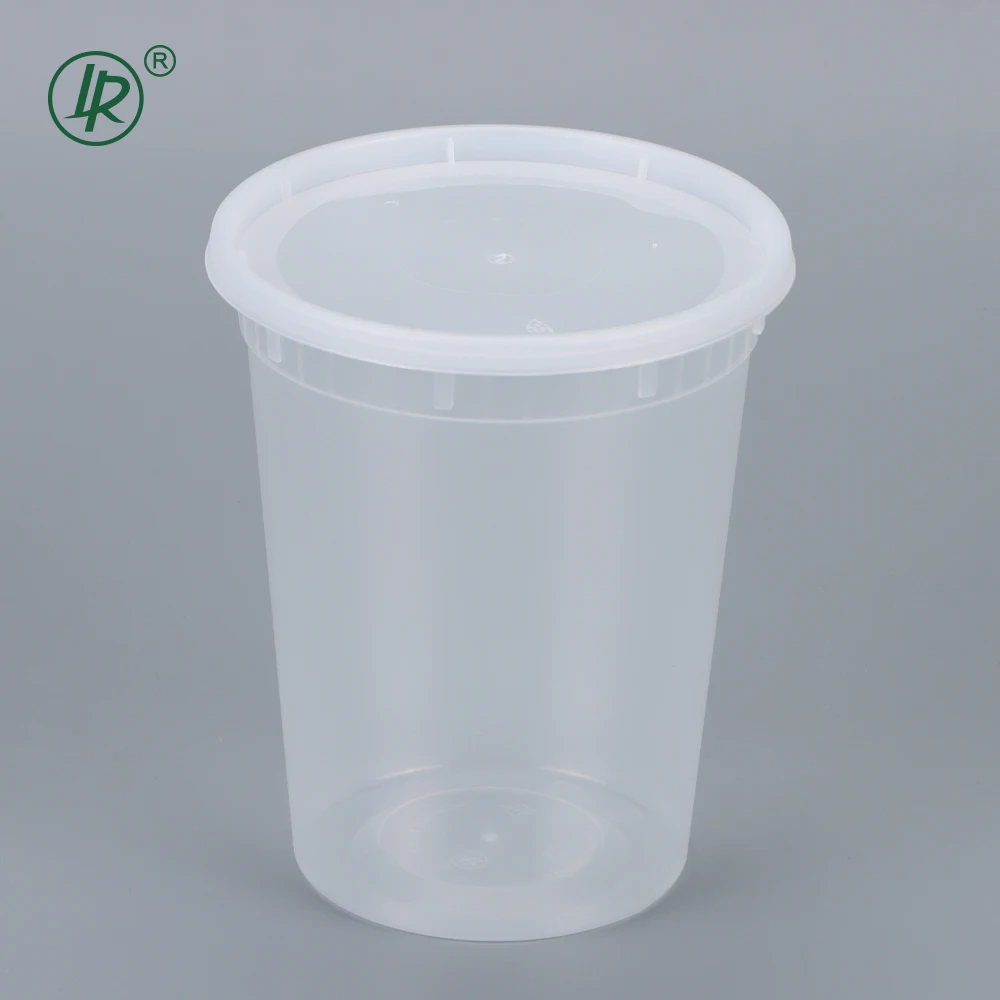 32oz 950ml Leak-Proof Microwave Safe PP Food Storage Deli Container Take Away Disposable Plastic Soup Cups With PE Lid