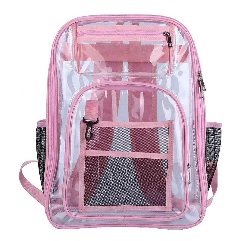 2022 ECO New Clear Backpack Heavy Duty See Through Backpack Transparent Large Bookbag for College Work Security Travel Sports