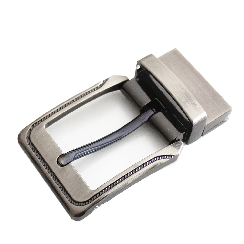 Brushed 3.5cm Rotating Zinc Alloy Metal Reversible Belt Pin Buckle