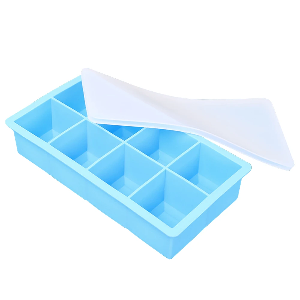 Big 8 Creatives Ice Cube Trays with Lids, Large Silicone Ice Cube Maker Mold with Lids