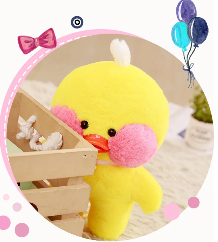 30cm/50cm/80cm Cartoon LaLafanfan Cafe Yellow Duck Plush Toy Stuffed Soft Kawaii Duck Doll XMAS Gift for Children