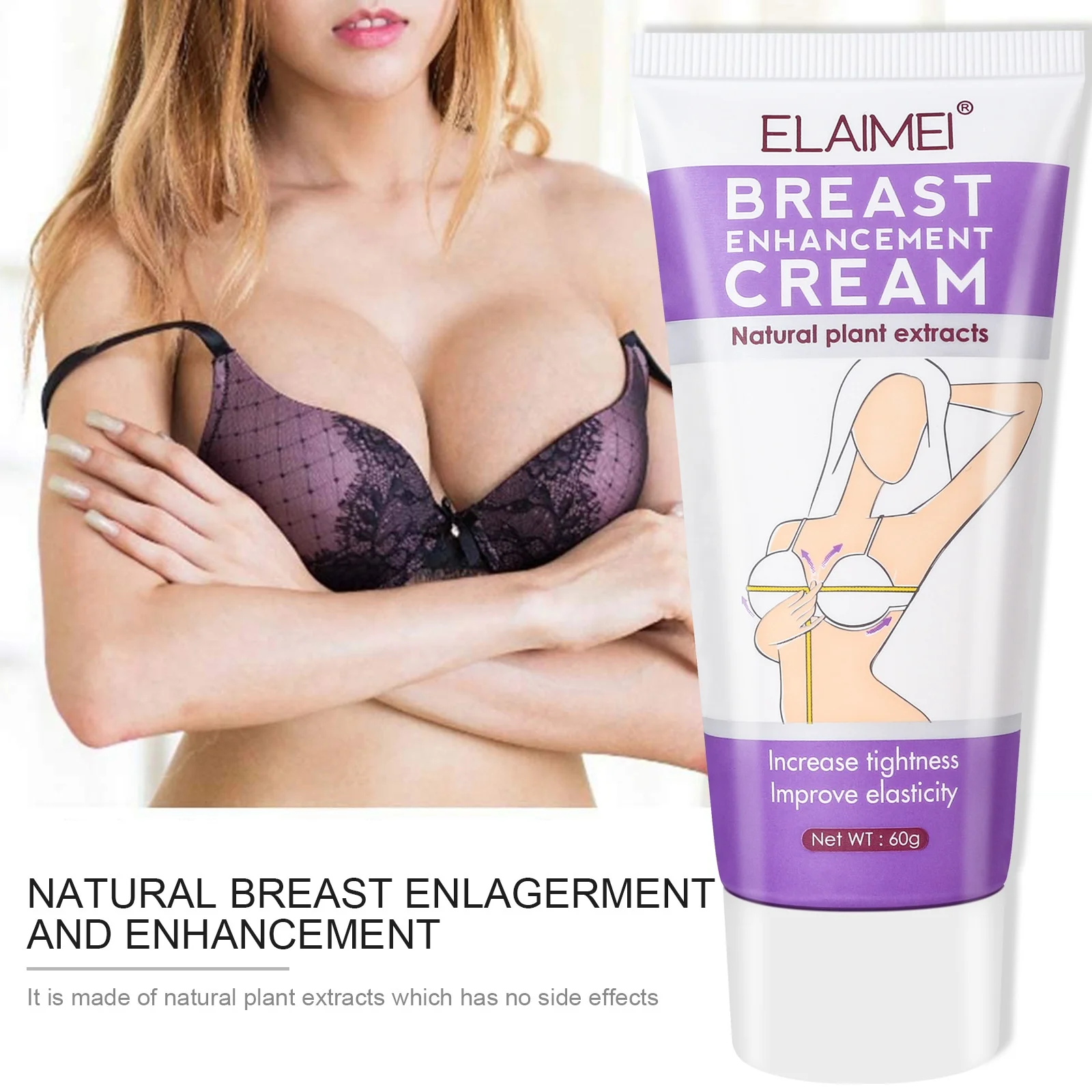 
OEM ODM 60ml Lady Chest Massage Firming Lifting Treatment Tightness Big Breast Enlargement Cream 