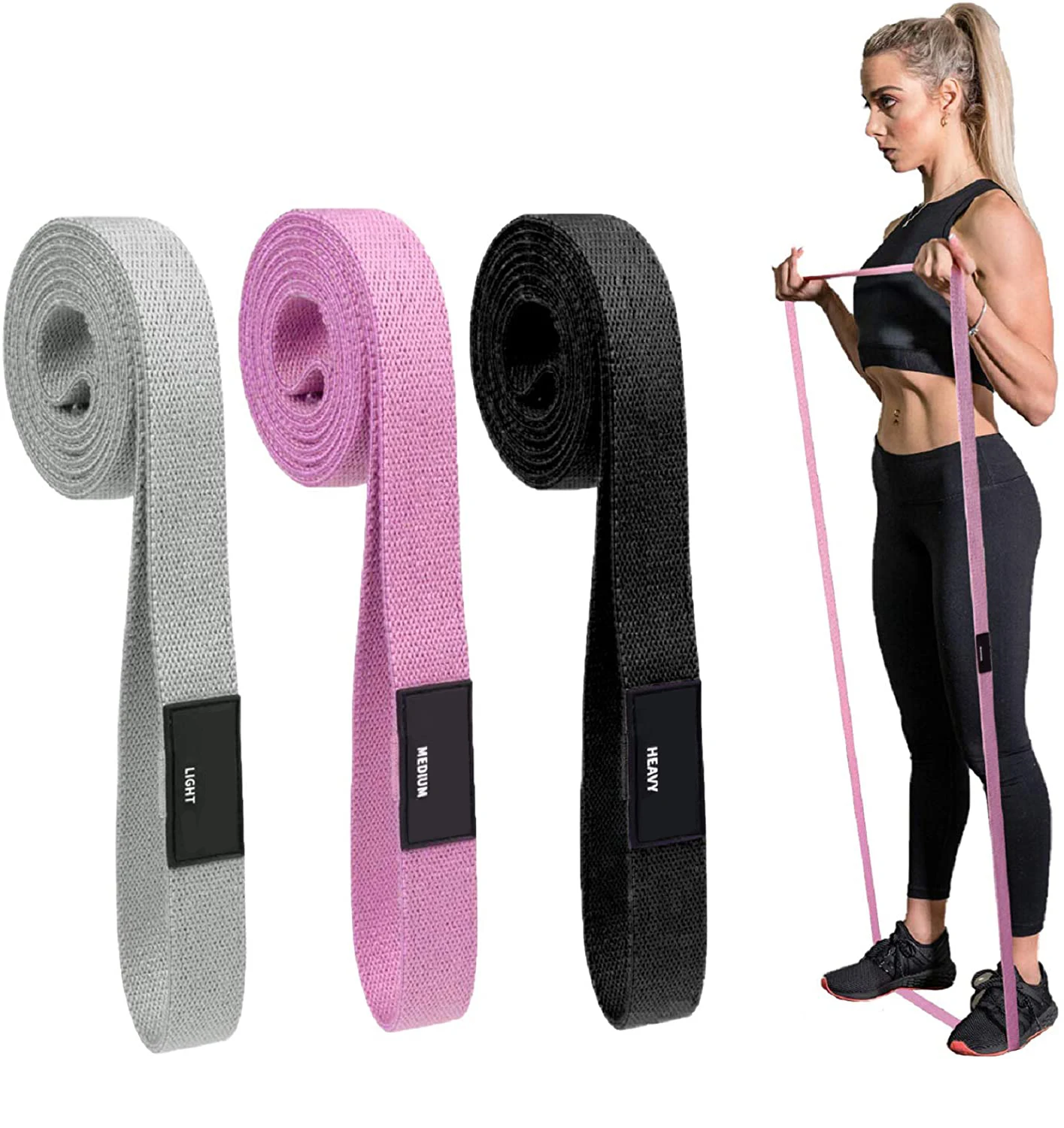 Make Your Own Customized Logo Bulk Resistance Bands Wholesale Pull Up Cotton Long Fabric Resistance Band