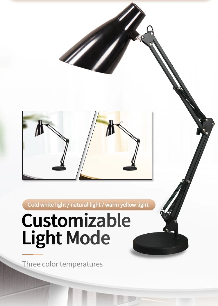 modern simple direction adjustable swing arm folding desk light study work read led modern table lamps