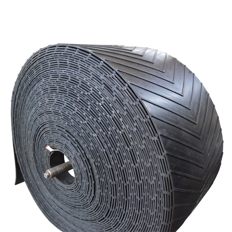 slope transportation patterned v conveyor belts for road construction application