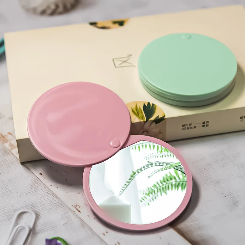 Circular 1-sided pocket folding mirror high-definition small mirror portable mini makeup handheld rotating slide mirror