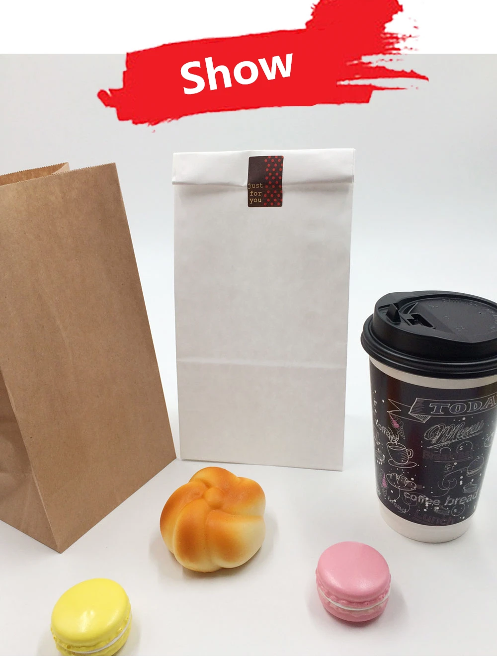 Eco Friendly Disposable Food Packaging Roast Chicken Fresh Baked Pop Corn Brown Kraft Paper Bag Without Window