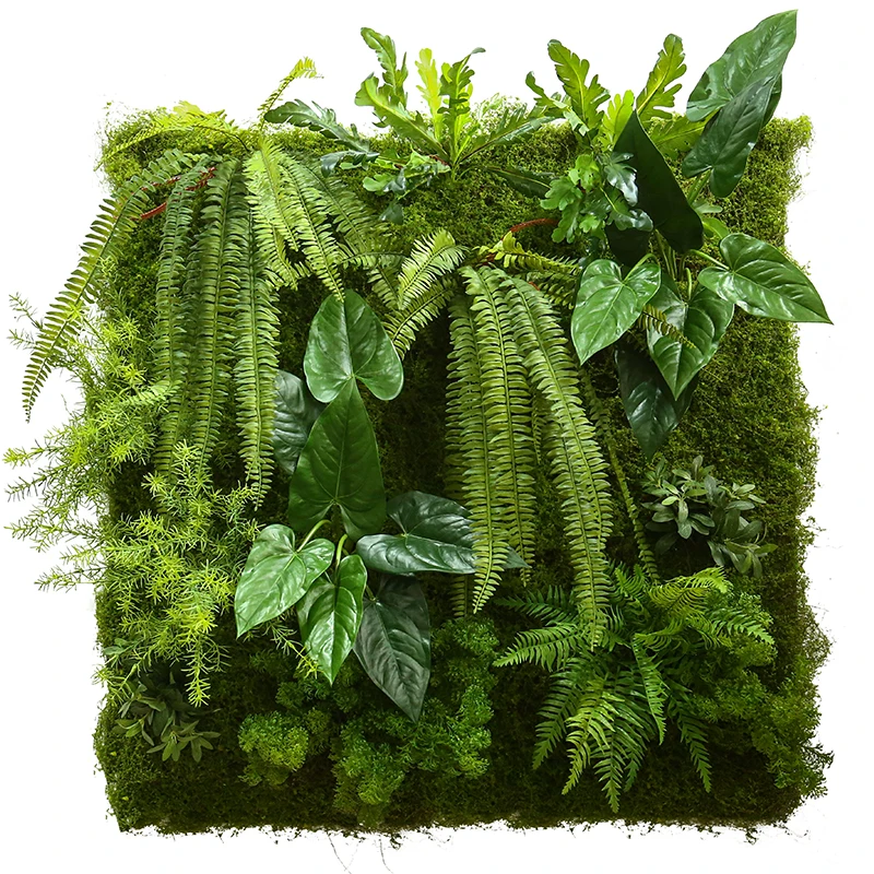 Wholesales Decor Plastic Fake Green Plant Panels Garden Vertical Restaurant Wall Backdrop Artificial Grass Wall
