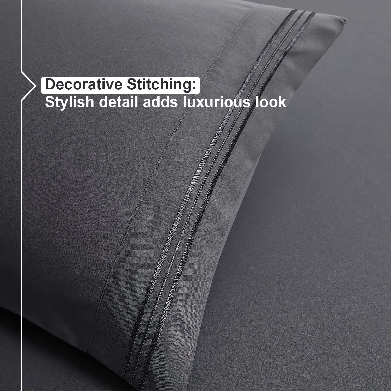 Wrinkle and fade resistant brushed microfiber with classic three lines embroidery solid color bed sheets