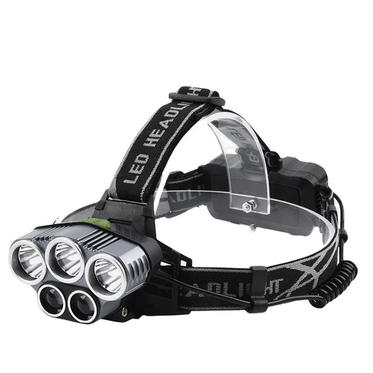 New 5 LED 3T6 High Powered Rechargeable Headlight T6 LTS Long Range Headlamp Night Fishing Running Black 18650 White 90 3.7V 80