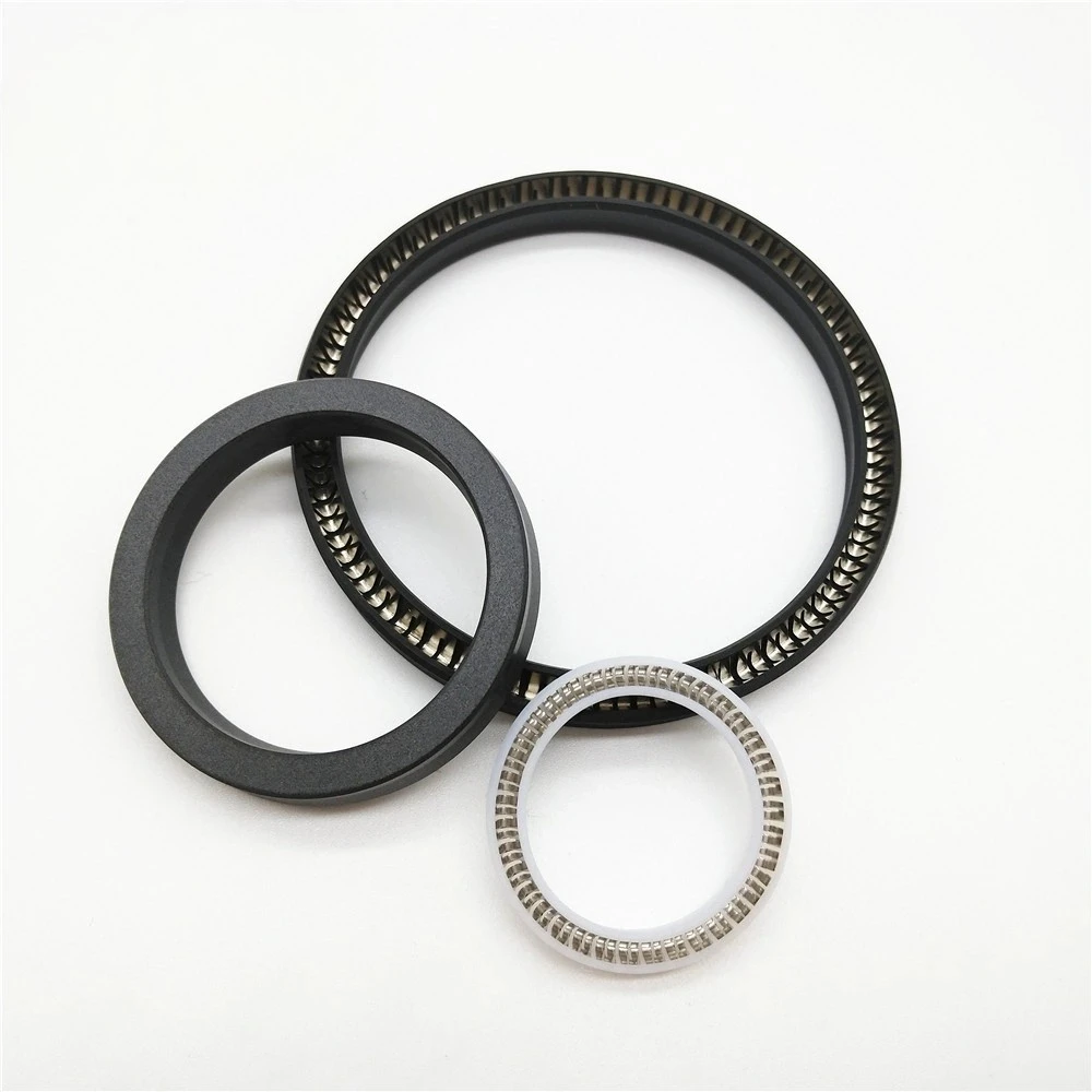 Carbon Filled PTFE Loaded Lip Seals Spring Energized PTFE Seals with Slanted Coil Spring