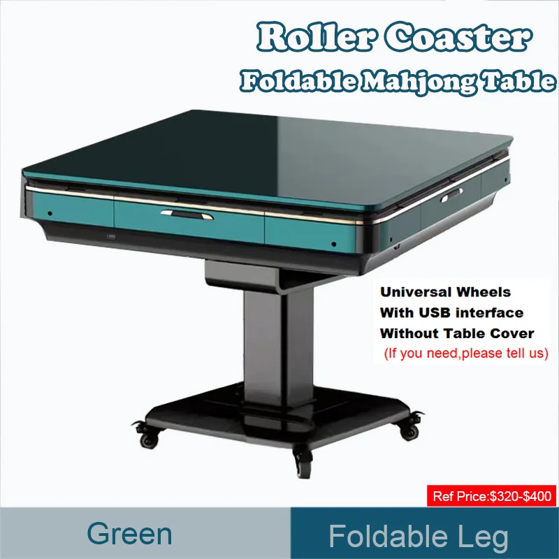 Custom Roller Coaster Foldable 2 in 1 Dinning Mah Jong Tables Folding Automatic Mahjong Table with 144 Pcs Tiles and Table Cover