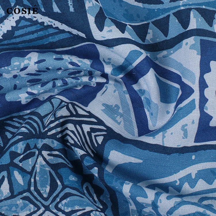 Hot designer digital printing 54% cotton 46% linen supply fabric custom Hawaii tropical style pattern for shirts cushions