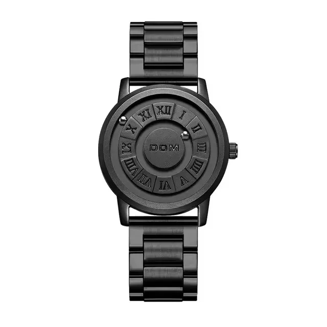 2023 New DOM Watch Men Magnetic rolling pointer Unique design mens watches luxury stainless steel skeleton wrist watch Man
