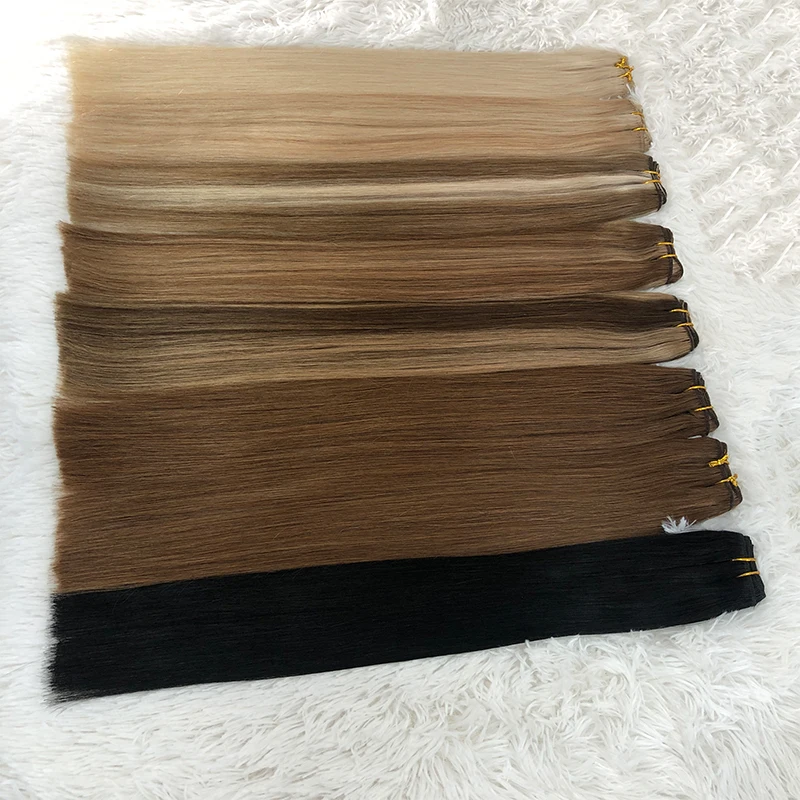 Wholesale Price Remy Platinum Blonde Hair, Machine Weft Human Hair, Russian Double Wefted Cuticle Aligned Weft Hair