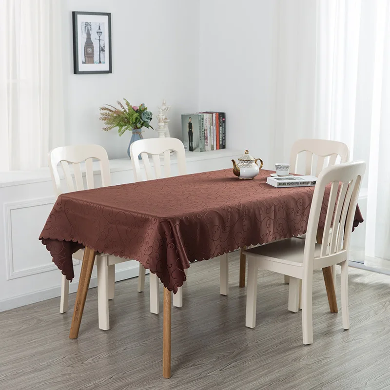 Custom White Square Jacquard Fabric polyester tablecloth/Buffet Table Cloths Cover With Any Size
