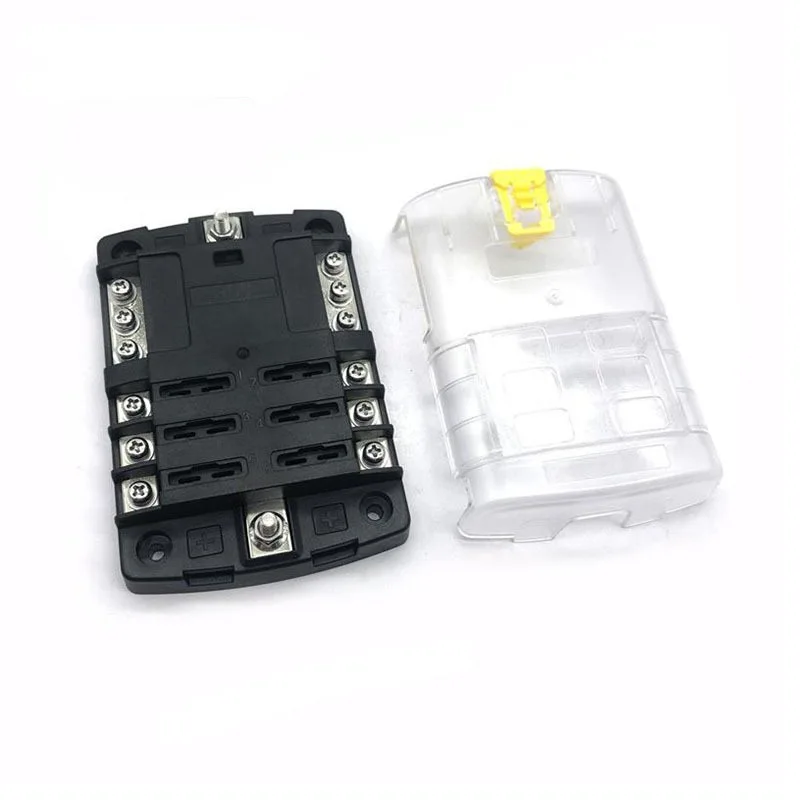 ATC/ATO Blade Fuse Block Waterproof  6 Circuit with Cover 32V 6 Way Fuse Holder Fuse Box
