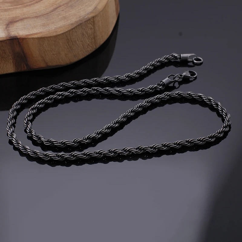 KALEN 660*4mm Necklace Men Oxidation Stainless Steel Male Choker