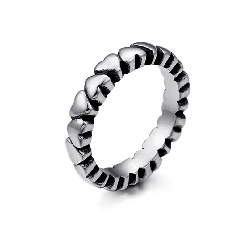 Classic Japan and South Korea selling heart-to-heart stainless steel rings