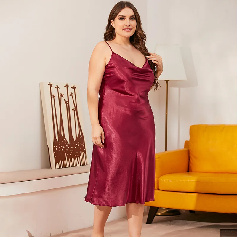 silk sleep wear pajamas satin maxi dresses solid slip dresses plus size night wear dresses