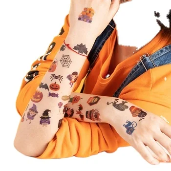 Halloween cartoon tattoo Spider Bat Witch flash glowlight personality creative bar party scar prop arm patch
