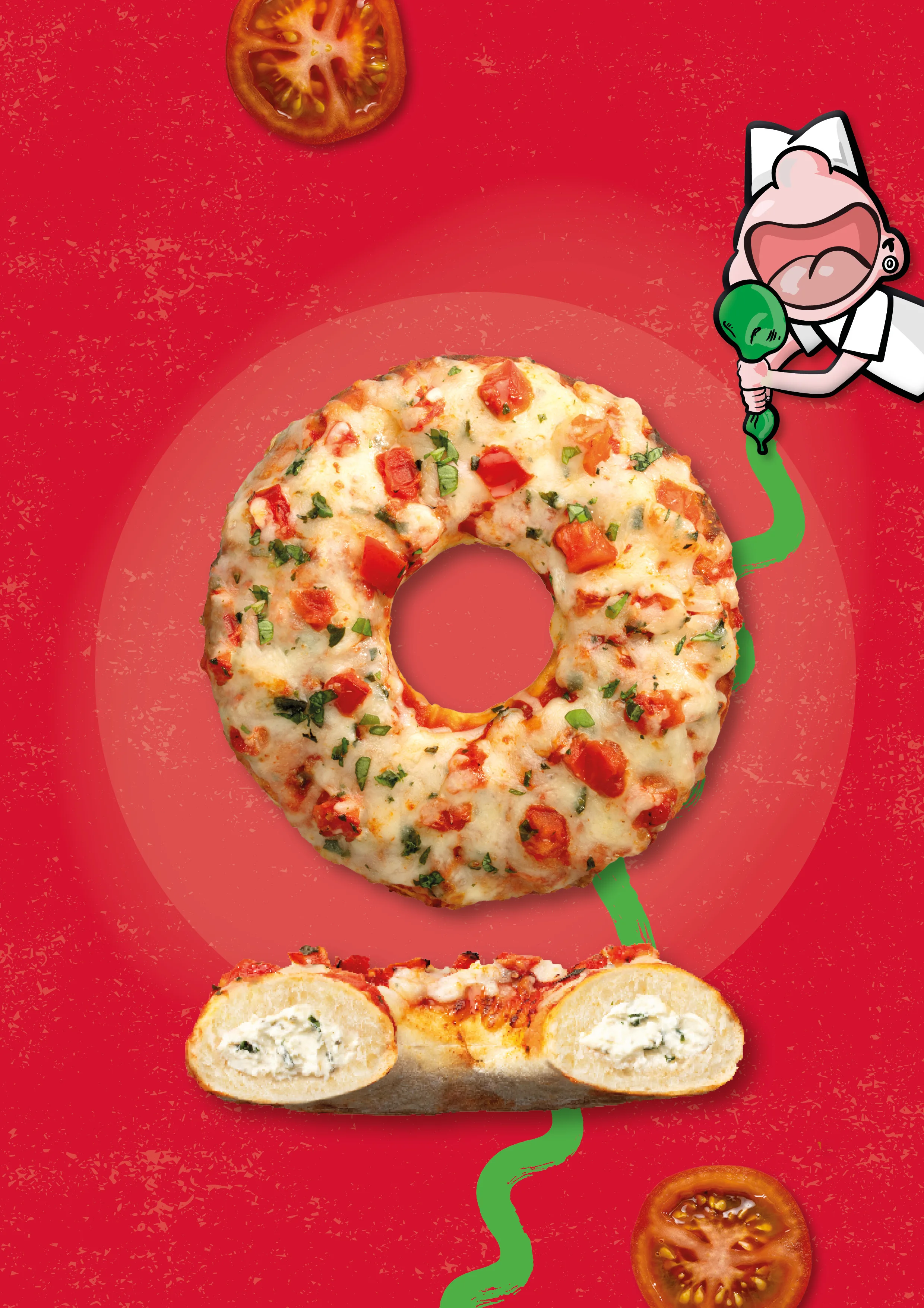 Pesto Cream Cheese And Real Italian Tomato Sauce Filled Mini Pizza-Donut Tomato-Basil 100G
