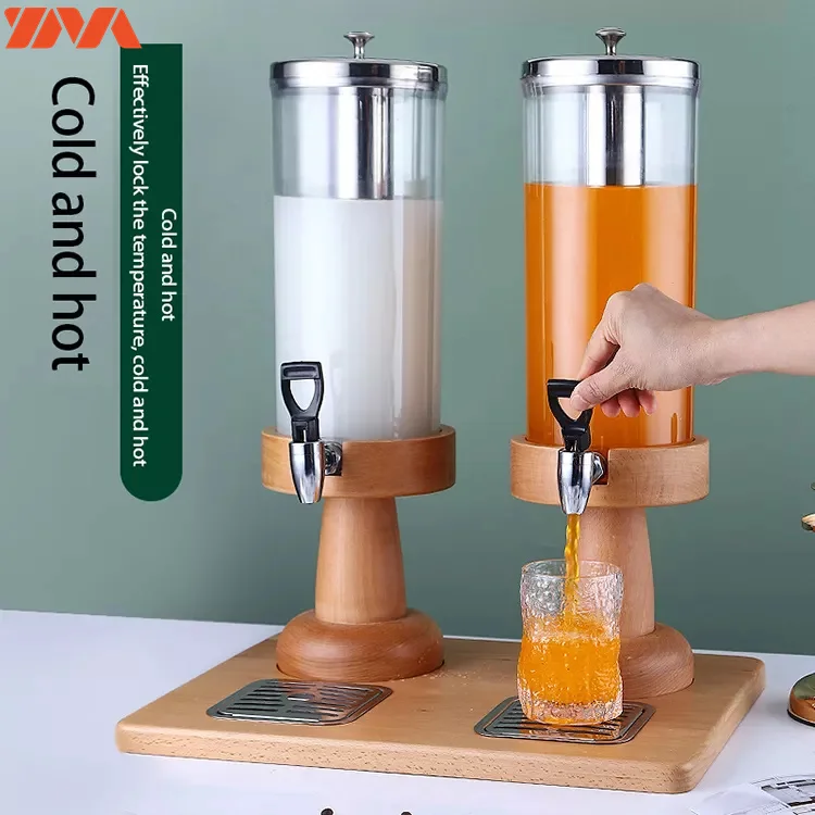 Wholesale Commercial Round Double Head Juice Dispenser Cold Hot Coffee Milk Tower Drink Dispenser