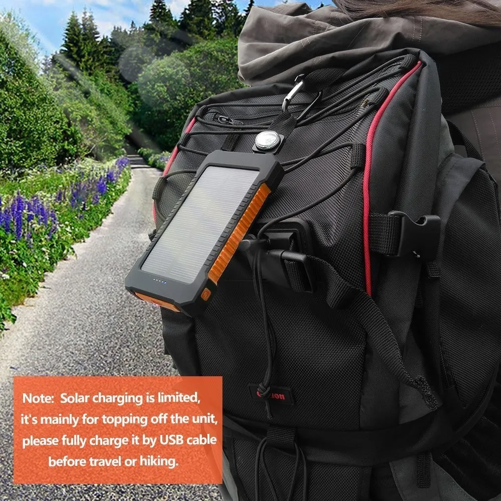 LAIMODA pawar portable power bank chargers mobile solar charger 10000mah portable power bank solar phone charger with Led light