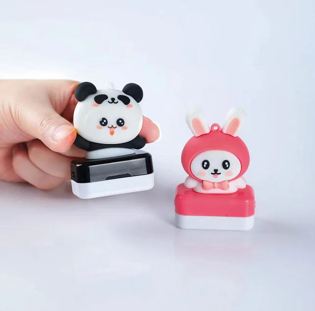 good quality with key cain  4mm cartoon  flash stamp rubber  33*13mm pre inking stamp
