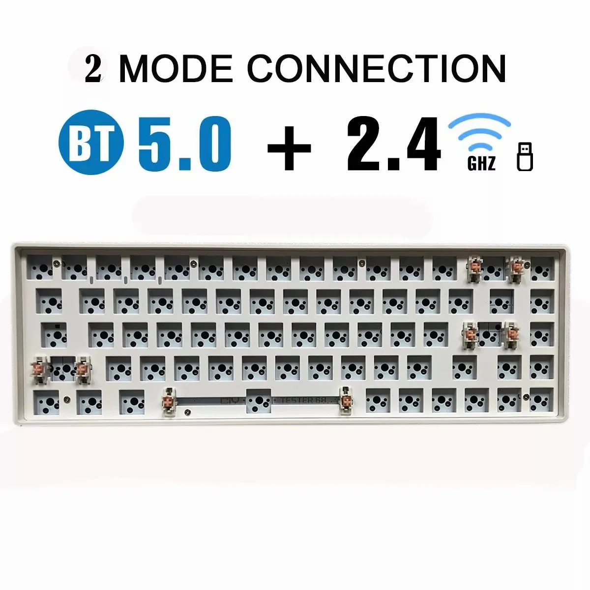 Dual-Mode BT 5.0 Wireless 2.4g CIY Hot Swap DIY Switch Tester 68 Key Mechanical Keyboard Kit