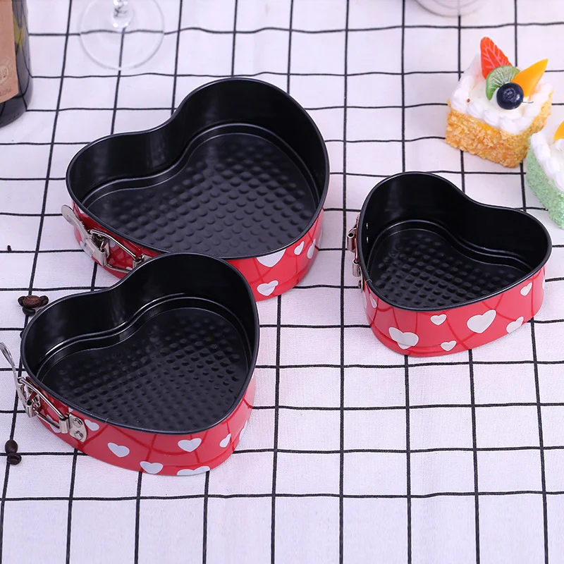  Heart Shape Cake Pan Set of 3 Baking Mould Springform with Removable