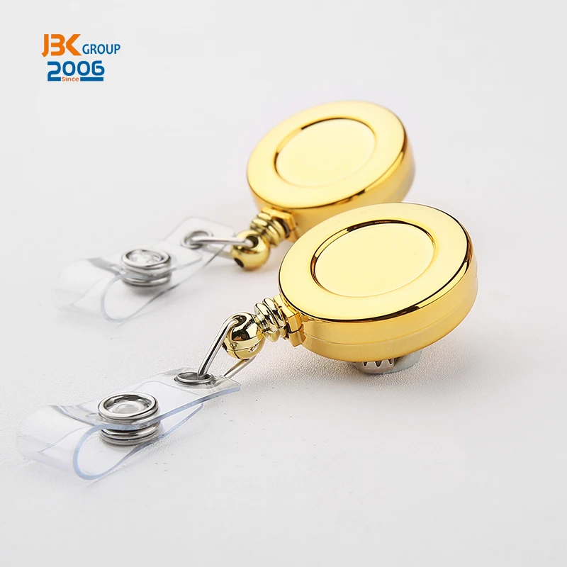 Производитель, выдвижной Золотой ID бейдж, поворотный зажим аллигатора, бейдж, катушка с нейлоновым шнуром для медсестры