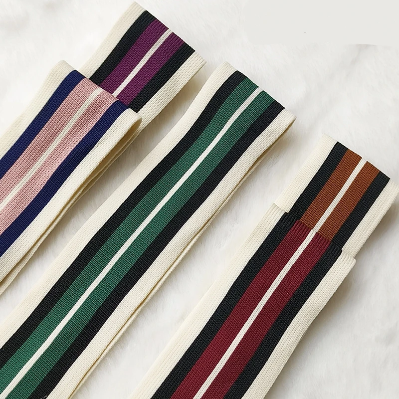 5CM Knitted Fabric Jacquard Tape Polyester Striped Woven Webbing for Pant Side Garment