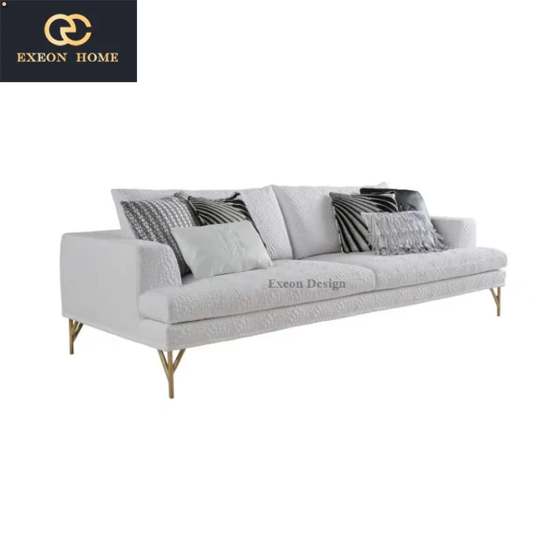 Exquisite Modern Luxury leather Combination Sofa Villa Embroidery Living Room Fashion Multi-Person Sofa