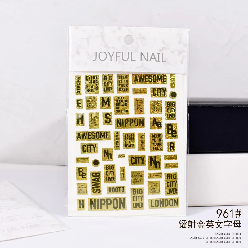Nail sticker Hot gold English letters Gold and silver nail sticker Waterproof back glue diy nail decal decoration