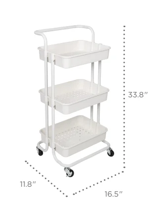 Plastic 3-Tier Double Tube Storage Trolley For Dining Room
