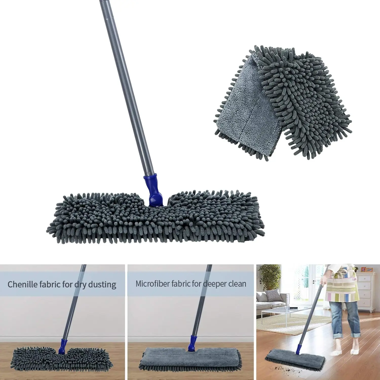 Microfiber Mop Refills Dry Wet All Surface Cleaning Double Sided Chenille dust Flip Mop vacuum cleaner floor brush