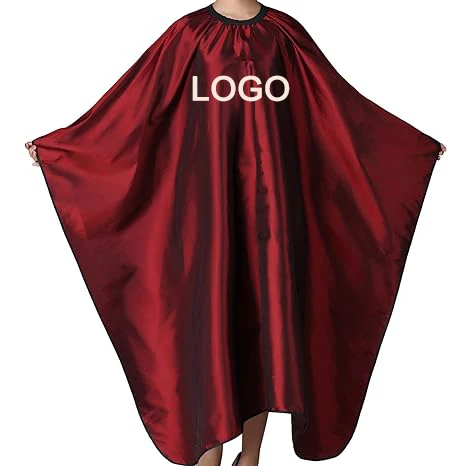 Custom Logo Hair Salon Hair Cutting Hairstylist Snap Black Red Barber Apron Polyester Hairdresser Capes