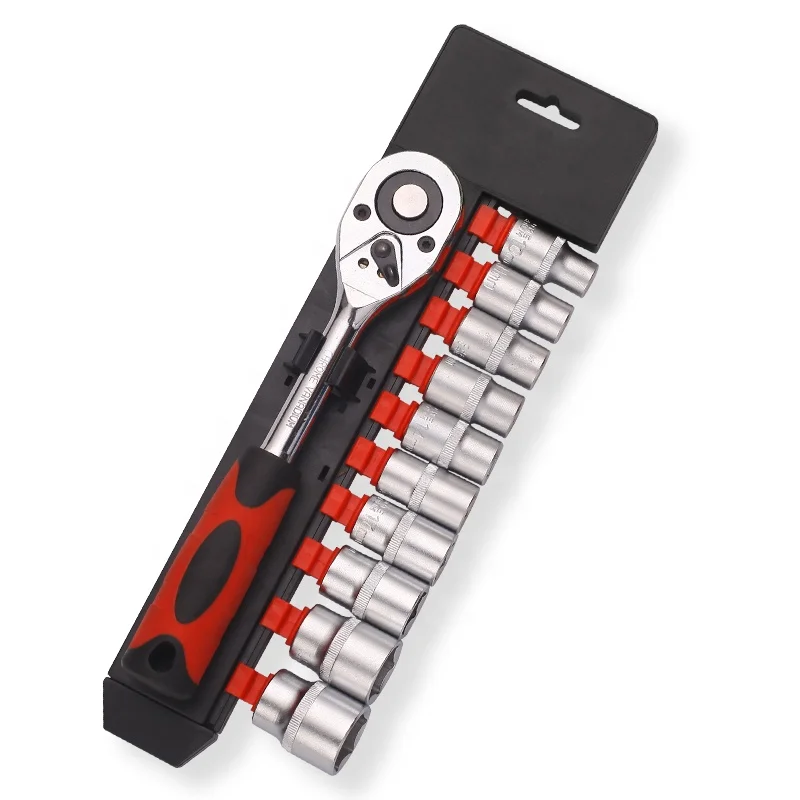 1/2 10piece tool kit multi socket ratchet spanner repair socket wrench toolbox with tools