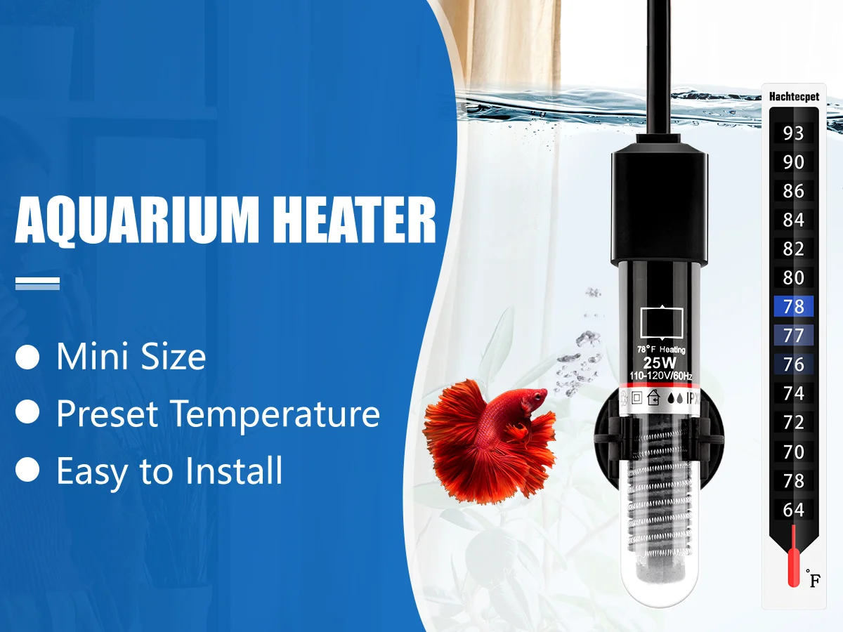 25W Quartz Aquarium Heater Energy-Saving Temperature Control Heating Rods Custom Volume Water Tank Decoration Explosion-Proof