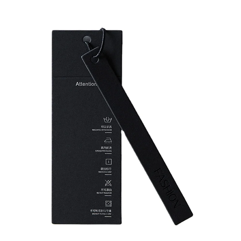 Black Paper Cardboard Hang tags and Labels Factory Custom Printing Name Logo Vintage Luxury Hangtags