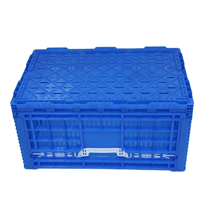 Professional manufacturer 600*400*220 mm Virgin Material Ventilation with button fruits and vegetables plastic folding crate
