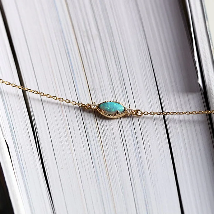 Fashion gold plated adjustable silver 925 high quality marquise opal stone bracelet bangles