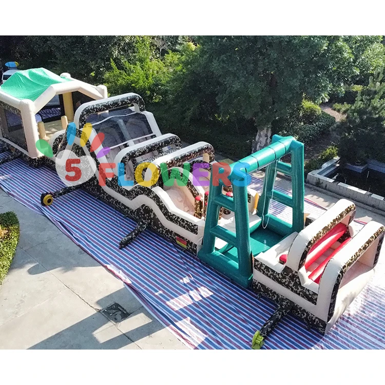Giant 60ft military inflatable obstacle course bounce house equipment for adults large inflatable theme park with air blowers